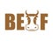 Beef lettering emblem. Head cow and letters isolated