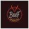 Beef logo. Round linear of grass fed beef on black