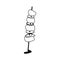 Beef meat stick food cartoon in black and white