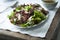 Beef and mixed leaf salad