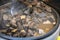 Beef offal stew sold at Kuromon market in Osaka city