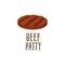 Beef patty ingredient for burger, flat cartoon vector illustration isolated