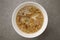 Beef radish soup on white background