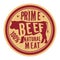 Beef stamp or label text Prime Beef Natural Meat