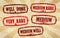 Beef steak doneness rubber stamps vector imprints collection