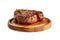 Beef steak meat cutting on a wooden board