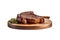 Beef steak meat cutting on a wooden board