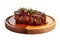 Beef steak meat cutting on a wooden board, Japanese Wagyu Beef Yakiniku Steak,