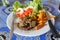 Beef Steak with Pepper Sauce, French Fries and Salad at Luang Prabang, Laos