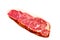 Beef Strip Loin in one piece is on a white background.