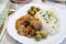 Beef Stroganoff and mashed potatoes