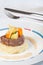 Beef tenderloin with mash potatoes and buttered vegetables