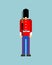 Beefeater British Royal Guardsman pixel art. 8 bit sentry grenadier in bear hat. pixelated Vector illustration