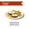 Beefsteak with egg and tomatoes from European cuisine