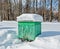 Beehive in the apiary in winter. Heavy frost