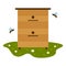 Beehive, bees on a white background. Useful honey. Vector illustration