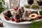 Beehives or wasp nests and other typical Czech Christmas cookies arranged on a plate