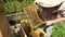 Beekeeper holding a honeycomb full of bees closeup