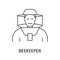 Beekeeper in overalls, linear icon in vector, illustration of beekeeper in protective clothing.