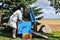 Beekeeper prepares harvest honey from the beehive