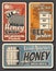 Beekeeping apiary posters retro, honey honeycomb