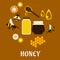 Beekeeping and fresh Honey flat concept