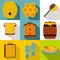 Beekeeping icons set, flat style