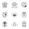 Beekeeping icons set, outline style