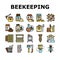 Beekeeping Profession Occupation Icons Set Vector