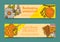 Beekeeping set of banners, apiary vector illustration. Beekeeping workshop and apiculture product. Honeycomb, honey from