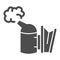 Beekeeping smoker solid icon, beekeeper tools concept, Smoker for bees sign on white background, Apiary smoker icon in