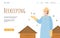 Beekeeping website banner with beekeeper or hiver flat vector illustration.