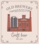 Beer banner with brewery building in retro style