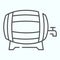 Beer Barrel thin line icon. Wood tube with tap vector illustration isolated on white. Cask for beer or wine outline