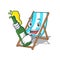 With beer beach chair mascot cartoon