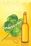 Beer bottle and clover leaf. St. Patricks Day