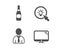 Beer bottle, Energy and Human icons. Computer sign. Brewery, Turn on the light, Person profile. Pc component. Vector