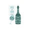 Beer bottle and glass alcohol with unique bondi blue color design. Vector