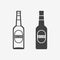 Beer bottle monochrome icon. Vector illustration.