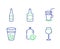 Beer bottle, Refill water and Cocktail icons set. Whiskey bottle, Ice tea and Bordeaux glass signs. Vector