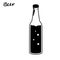 Beer bottle, retro line drawing glass silhouettes, old fashioned vintage hand drawing on white background. Vector illustration