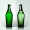 Beer Bottle Vector. Craft Cold Drink. Brewery Poster. Pub Refreshment. Green. 3D Transparent Isolated Realistic