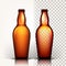 Beer Bottle Vector. Oktoberfest Brew. Alcoholic Sign. Brown. 3D Transparent Isolated Realistic Illustration