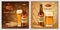 Beer bottles glass banner set, realistic style