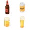 Beer bottles glass icons set, isometric style