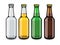 Beer bottles set of empty and full