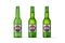 Beer bottles vector objects , realistic full cold and empty green beer bottle