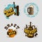 Beer Brew Brewery Alcohol Related Vector Illustrations Designs.