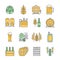 Beer and brewery line icons set