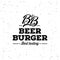 Beer and Burger Grunge White. Vector illustration